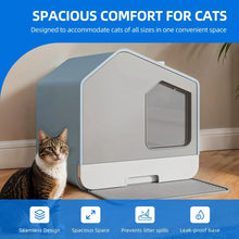 Odor-Free Hooded Cat Litter Box with Mat, Scoop, and Durable Plastic Material