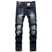 Casual Coated Straight Pleated Jeans