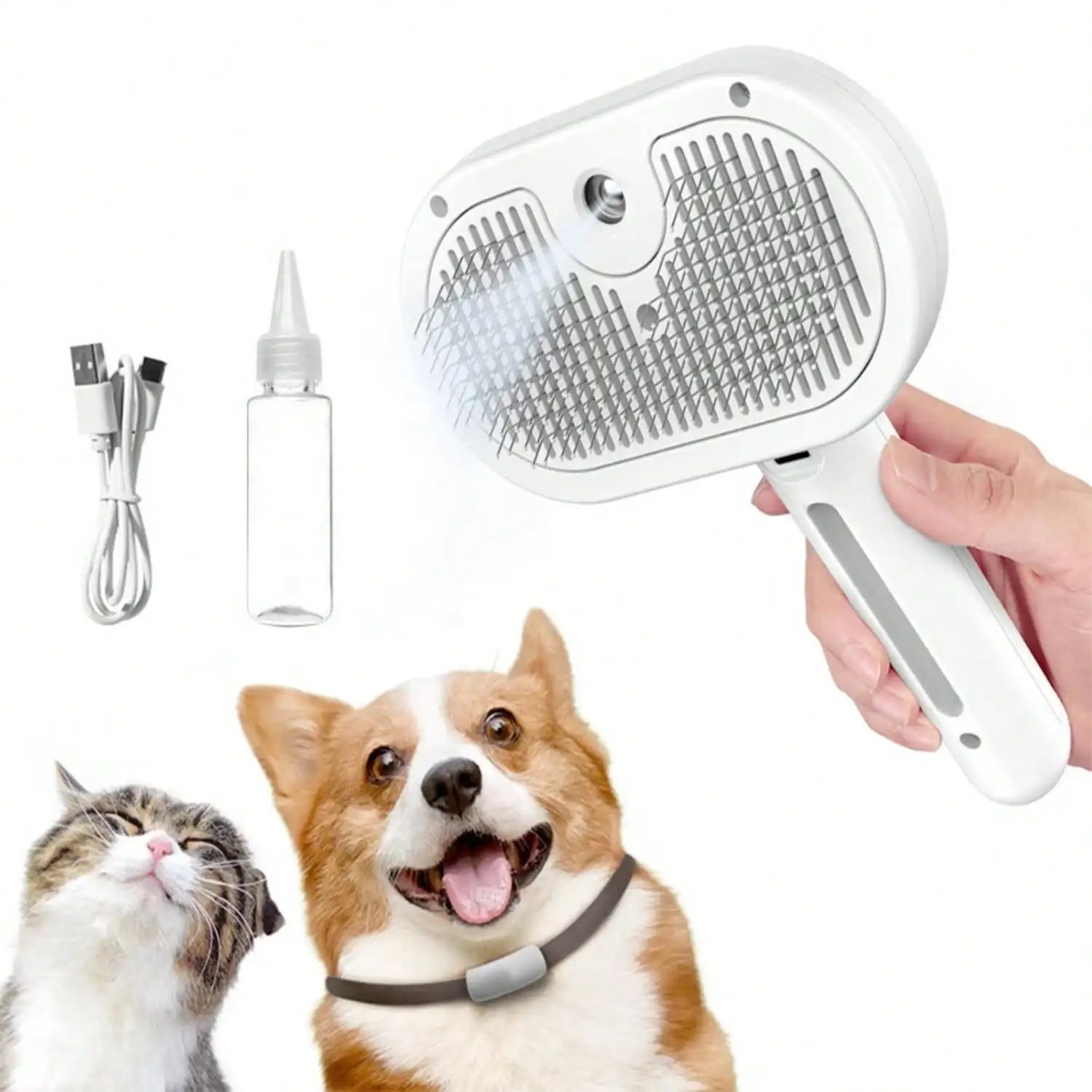 Cat Steam Brush Spray Hair Removal Comb for Shedding and Grooming