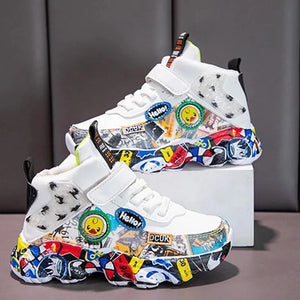 Graffiti Pattern Casual Basketball Shoes