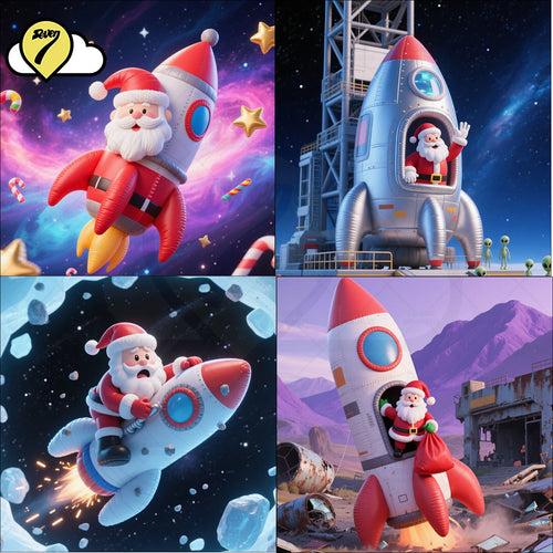 10FT Giant Christmas inflatable Santa Claus with Rocket