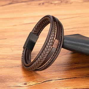 XQNI Hand-Woven Leather Multilayer Bracelet