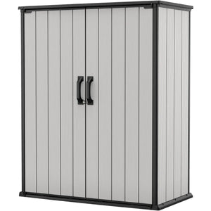 Grey Black 4.6x5.6FT Resin Outdoor Storage Shed with Shelving,