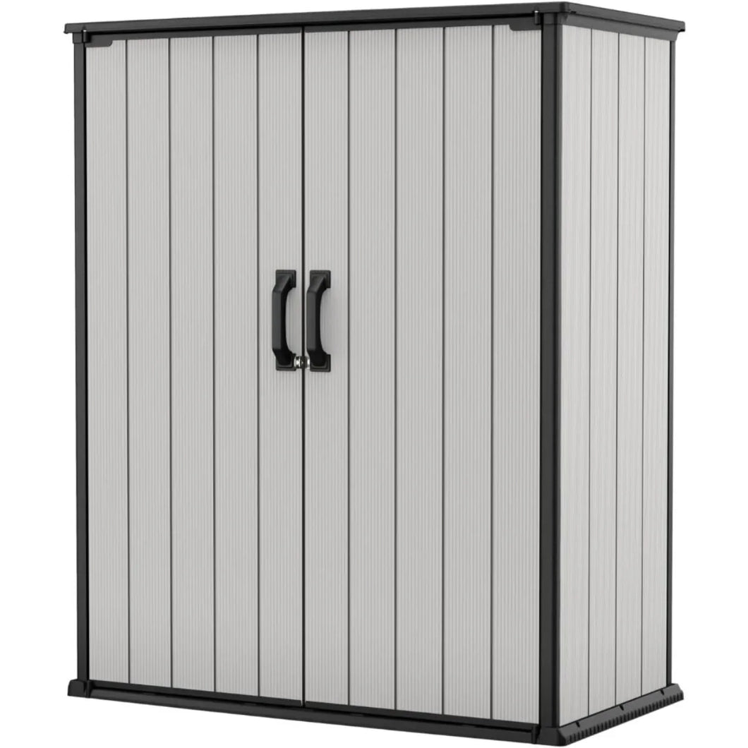 Grey Black 4.6x5.6FT Resin Outdoor Storage Shed with Shelving,