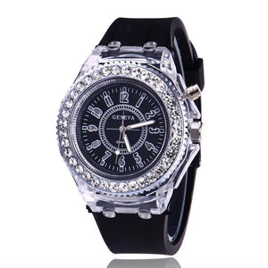 UTHAI Glow Back Rhinestone LED Trendy Wristwatches