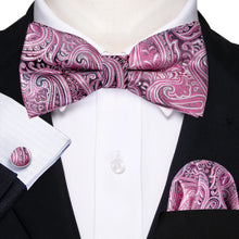 Barry.Wang Silk Bow Tie Hanky Cuffs Set