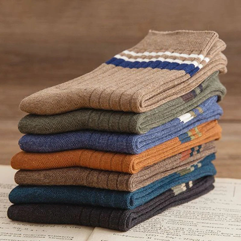 Multi-Pairs Solid Color Striped Tube Socks