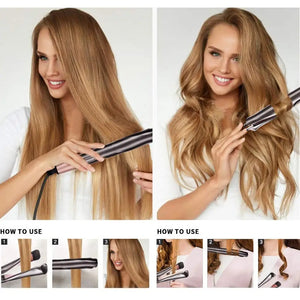 2 in 1 Hair Straightener And Curler Negative Ion Fast Heating