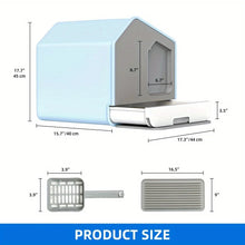 Odor-Free Hooded Cat Litter Box with Mat, Scoop, and Durable Plastic Material