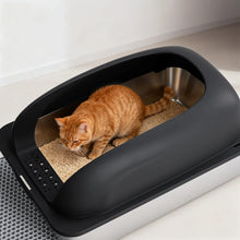 24in Stainless Steel Cat Litter Box with Lid Anti-Urine Leakage Scoop and Mat Included