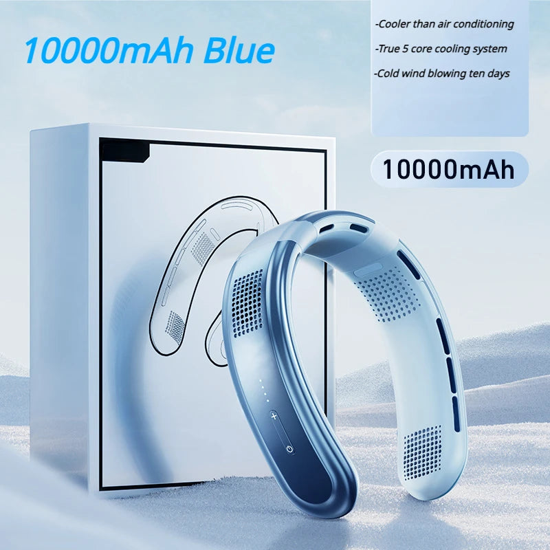 Portable 10000mAh Rechargeable 3-Speed Large Wind Silent Electric Neck Fan