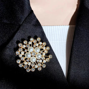 Snowflake Pearl Crystal Brooch