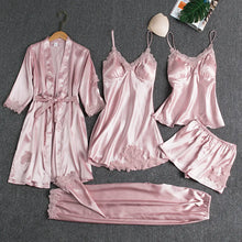 6PC Satin Sleep Pajamas Gown Set