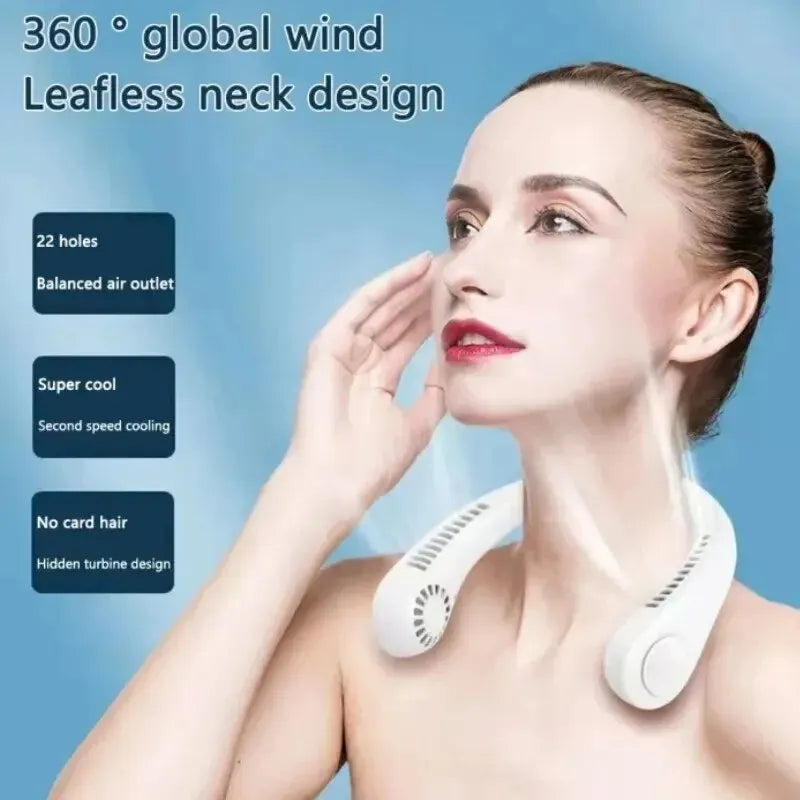 Long Life Mini Neck Mounted Portable Bladeless 3 Speed Fan fans
