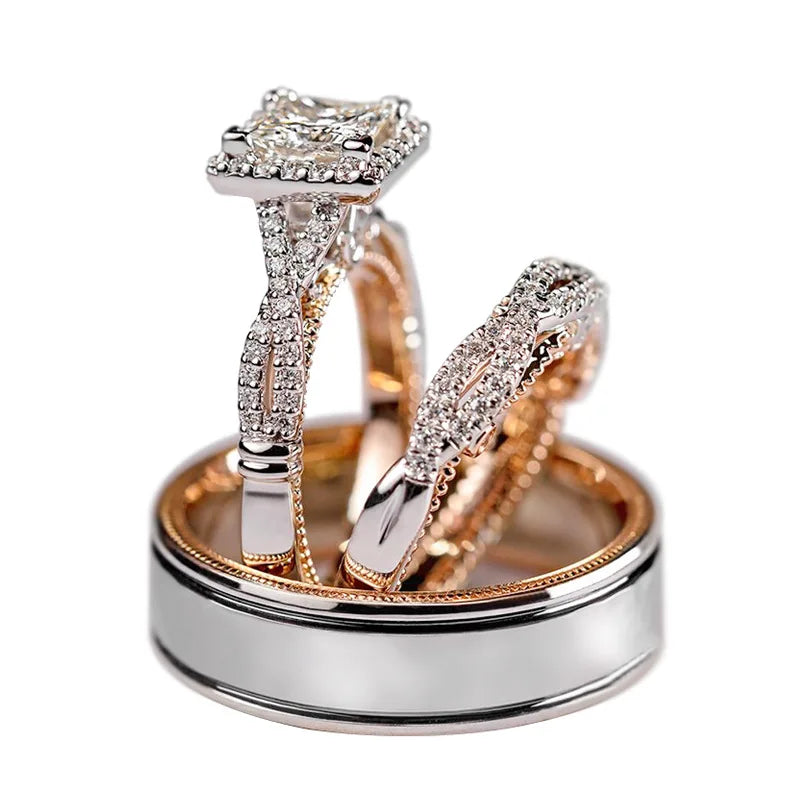 Vintage 3-in-1 Lab Diamond Promise Ring Set