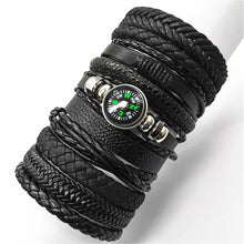 10 Pcs/set Black Wrap Woven Handmade Leather Bracelets