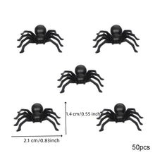 50pcs Halloween Spiders Decorations Small Black Plastic Spiders