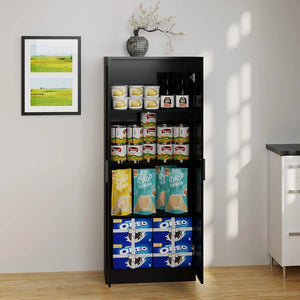 Panama Wood Narrow Free Standing Tall Storage Cabinet