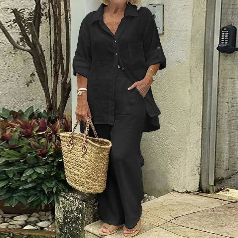 Cotton Linen Casual 2 Piece Set