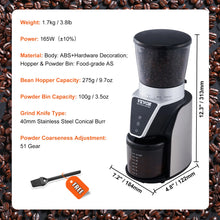 VEVOR 40MM Conical Burr Grind Setting Coffe Bean Electric Espresso Coffee Machine