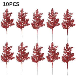 10/5Pcs Artificial Plants Pine Branches Christmas Glitter