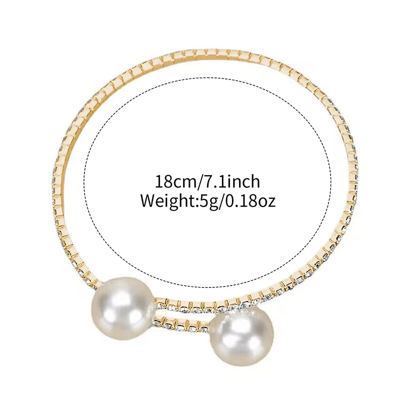 2PCS Fashion Watch & Pearl Bracelet Set (Without Box）