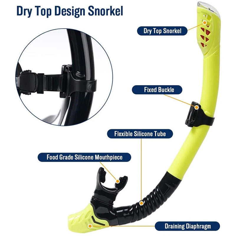 Anti-Fog Silicone Tempered Glass Snorkeling Mask