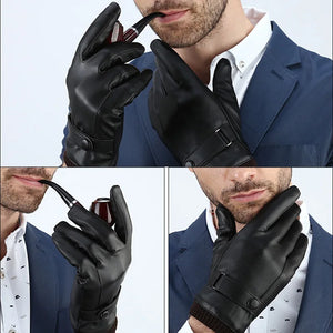 Faux Leather Black Gloves