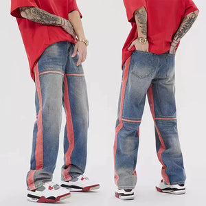 Distressed Vibe Bell Bottom Clean Fit Woodworking Jeans