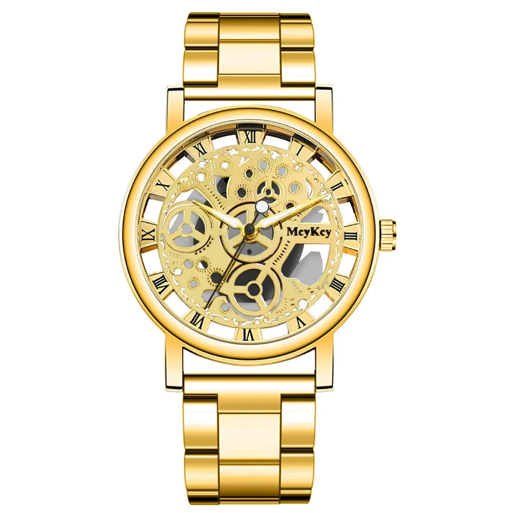 Hollow Skeleton Faux Mechanical Mesh Quartz Wrist Watch