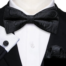 Barry.Wang Silk Bow Tie Hanky Cuffs Set