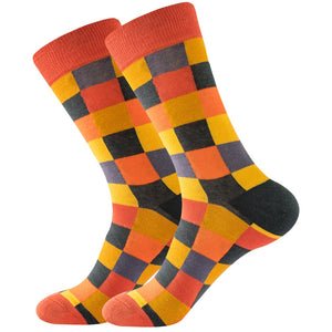 Happy Colorful Striped Argyle Geometric Print Socks