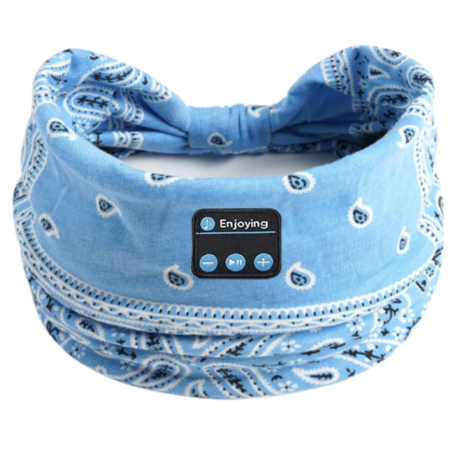 Wireless Bluetooth Floral Print Headband Headphones with Headset Microphone