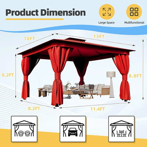 Wine Red 10'x13' Outdoor Heavy Duty Gazebo