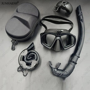 JUNHAINS Anti-fog Tempered Glass Breathing Tube and Mask Snorkeling Set