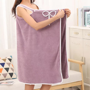 Wearable Coral Fleece Absorbent Sling Bath Skirt