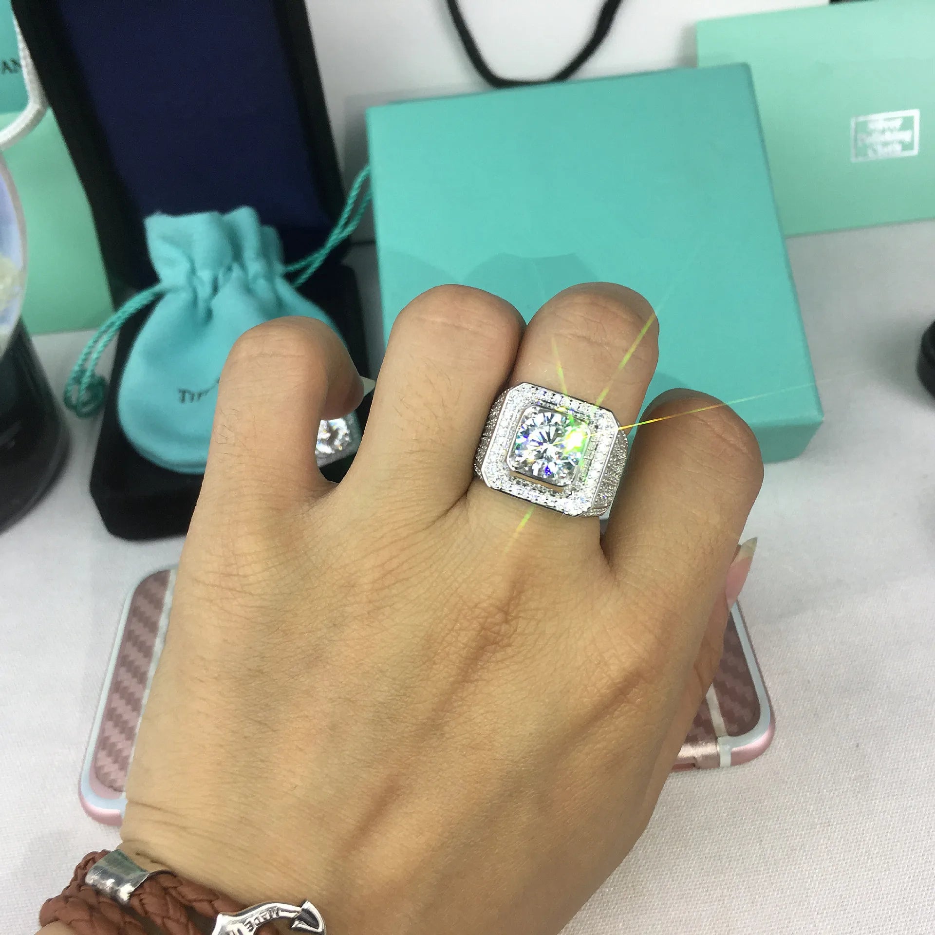 925 Sterling Silver Ring With Zircon Crystals