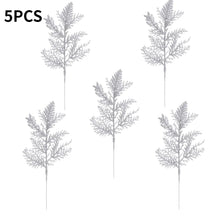 10/5Pcs Artificial Plants Pine Branches Christmas Glitter