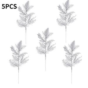 10/5Pcs Artificial Plants Pine Branches Christmas Glitter