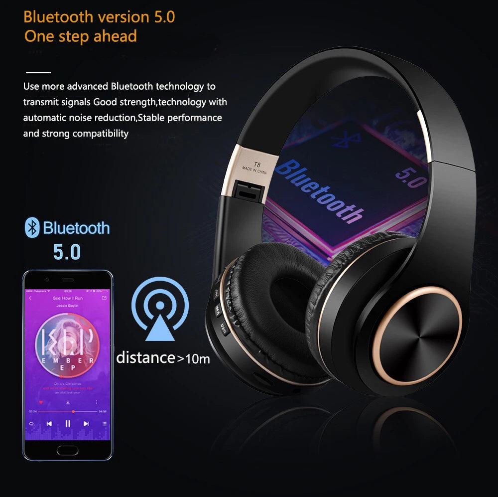 T8 Noise Canceling Foldable Gamer Girl Wireless Headphone
