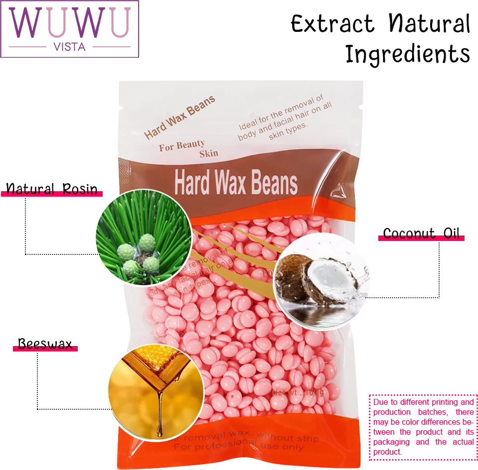 WUWUVISTA 100g/3.52oz Hot Wax Hair Removal Depilatory Beans for Wax Heaters
