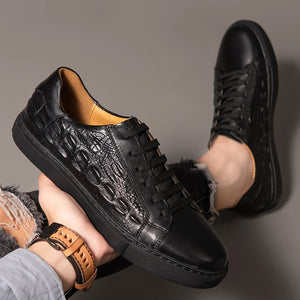 Genuine Leather Casual Trendy Crocodile Pattern Shoes