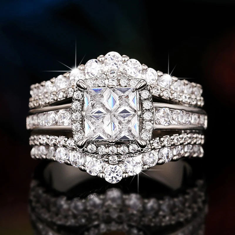 Huitan Iced Out Sparking Cubic Zirconia Ring