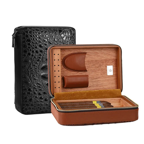 Cigar Moisturizing Leather Cover Travel Humidor Box