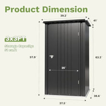 3x3FT Outdoor Storage Shed with Sloping Roof and Single Lockable Door