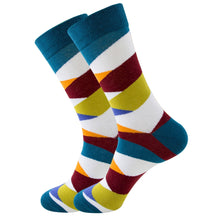 Happy Colorful Striped Argyle Geometric Print Socks