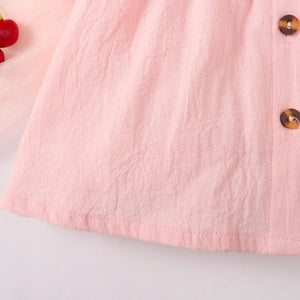 2PCS Baby Girl Pink Short Sleeve Dress with Cute Shoulder Bag