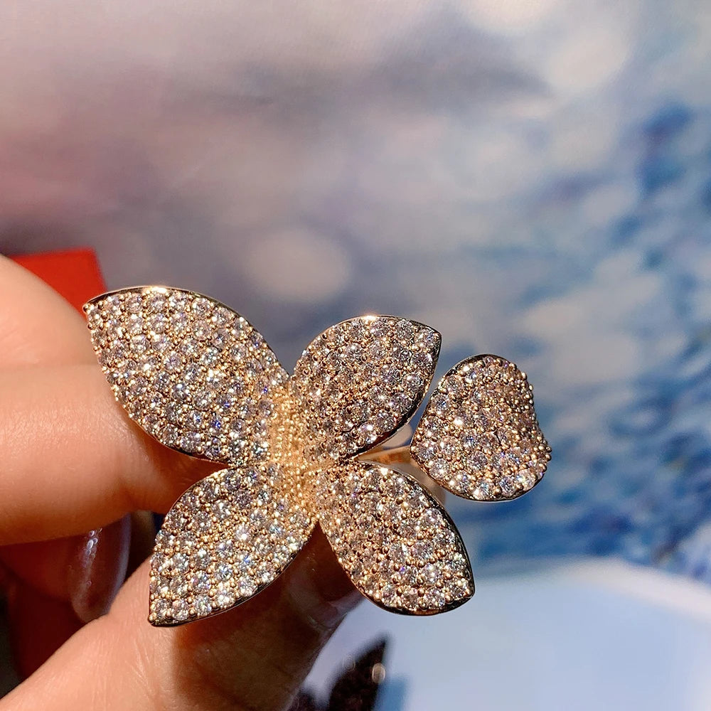 Huitan Gorgeous Leaf Design Adjustable Opening Ring for Women