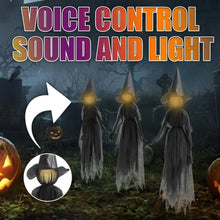 Halloween Creepy Wizard W/ 7 Color LED Light Holding Hands Screaming Witches with Sound Activated Sensor