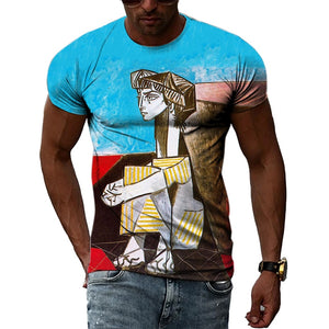 Spanish Impressionist Master Picasso Oil Painting 3D Print T-shirt